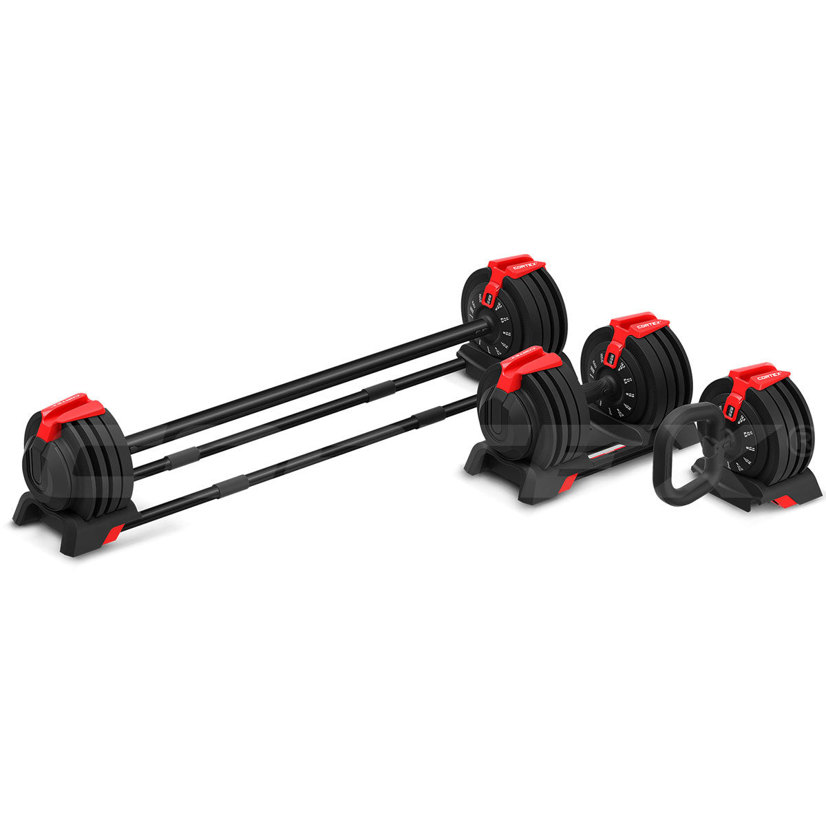 CORTEX Revolock V2 24kg Adjustable Steel All-in-One (Single) Dumbbell + Barbell + Kettlebell