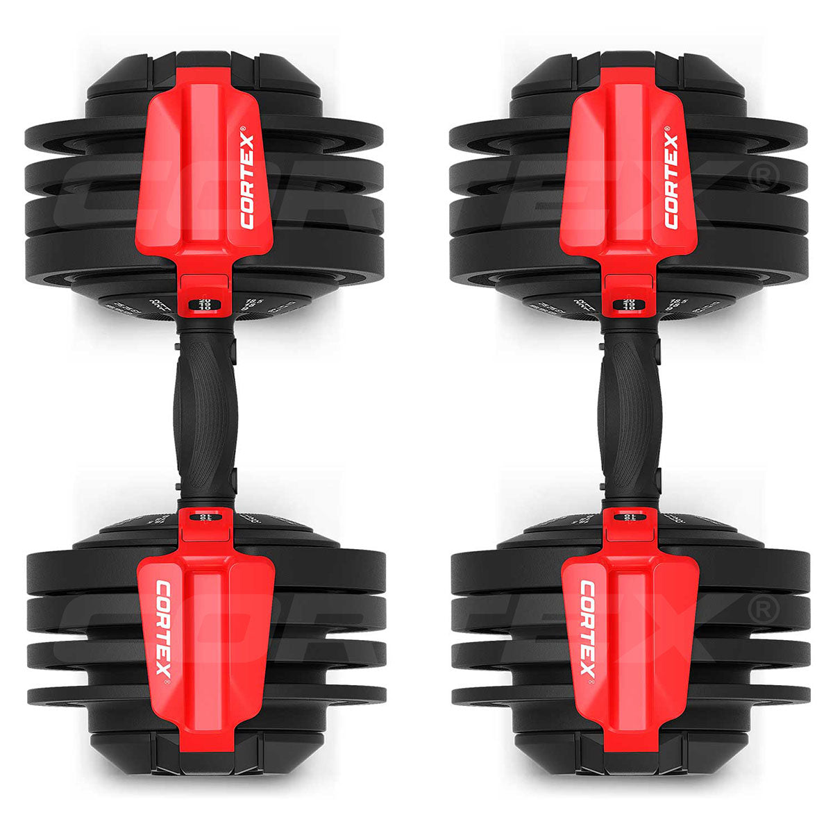 CORTEX Revolock V2 48kg Adjustable Steel All-in-One Dumbbell + Barbell + Kettlebell Pair Set