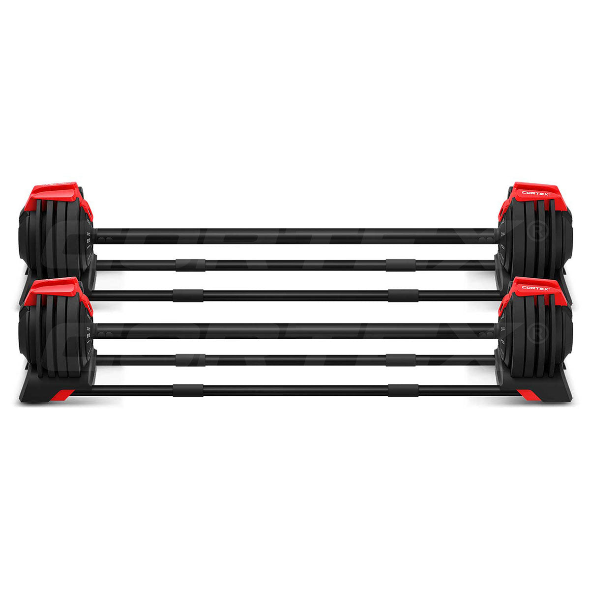 CORTEX Revolock V2 48kg Adjustable Steel All-in-One Dumbbell + Barbell + Kettlebell Pair Set