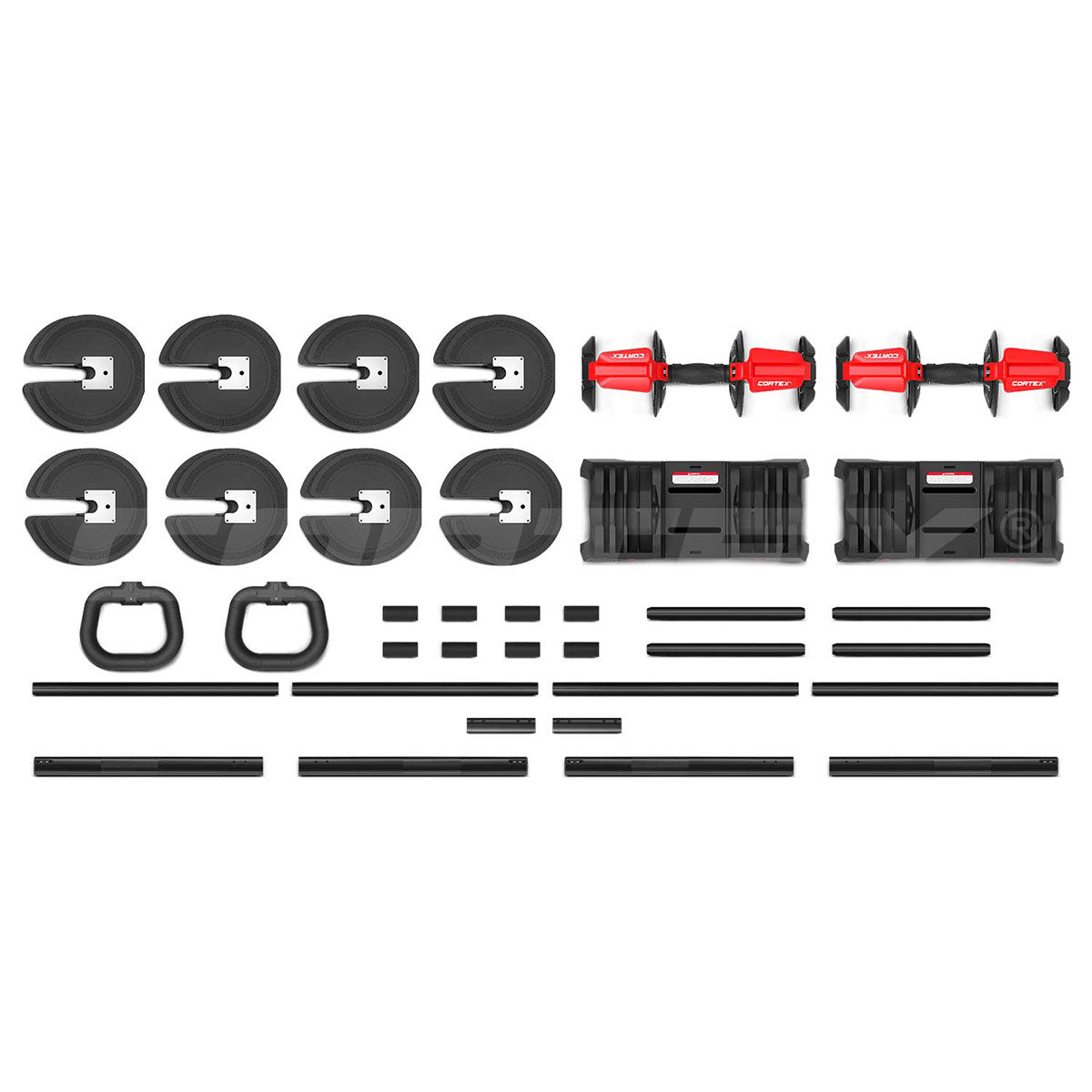 CORTEX Revolock V2 48kg Adjustable Steel All-in-One Dumbbell + Barbell + Kettlebell Pair Set