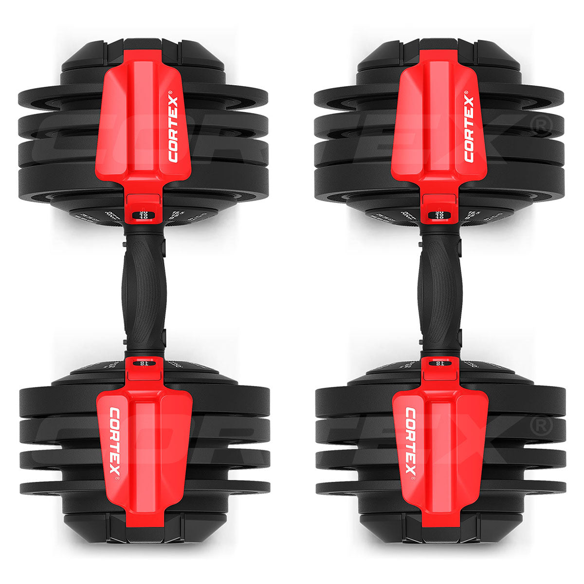 CORTEX Revolock V2 48kg Adjustable All-in-One Dumbbell + Barbell + Kettlebell Set with Stand (24kg Pair)