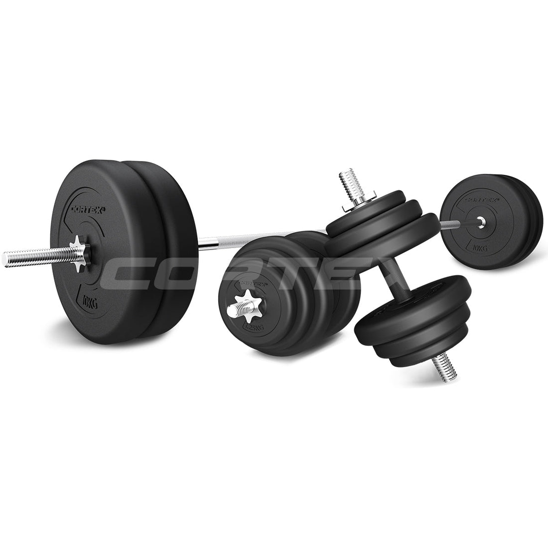 CORTEX 90kg EnduraShell Barbell & Dumbbell Weight Set