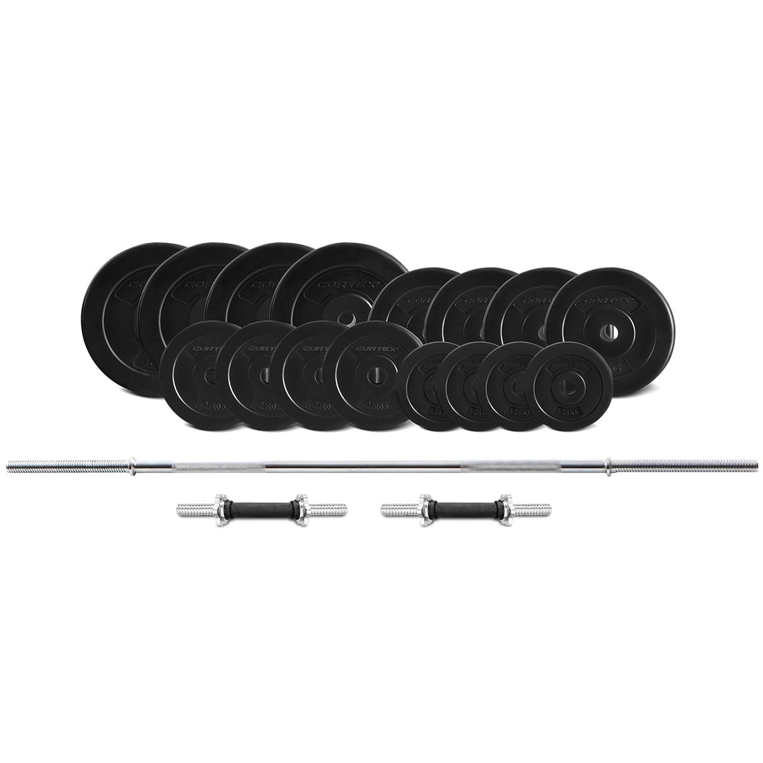 CORTEX 90kg EnduraShell Barbell & Dumbbell Weight Set