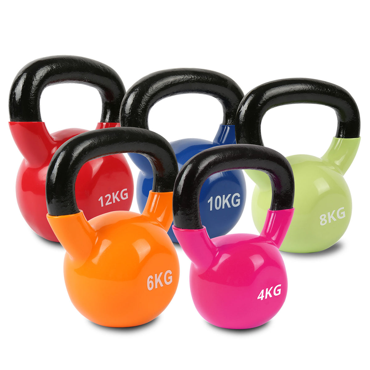 CORTEX Vinyl Kettlebells - Set of 5 (4, 6, 8, 10, 12 kg)