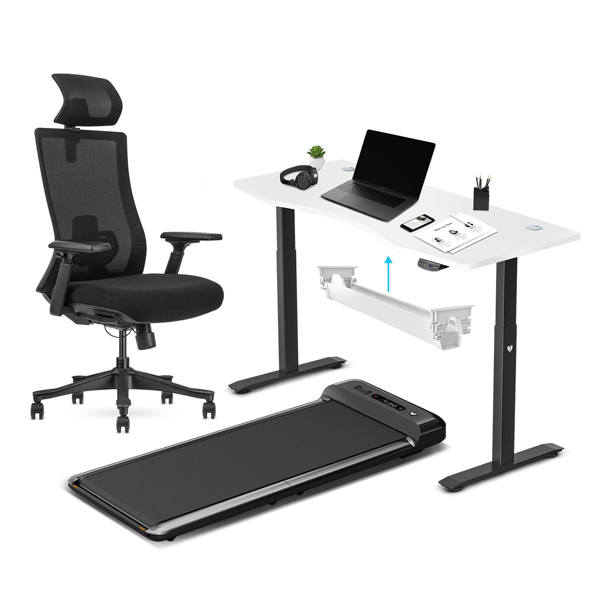 Lifespan Fitness WalkingPad M2 + ErgoDesk 1500mm White + Cable Management + DM9 Chair