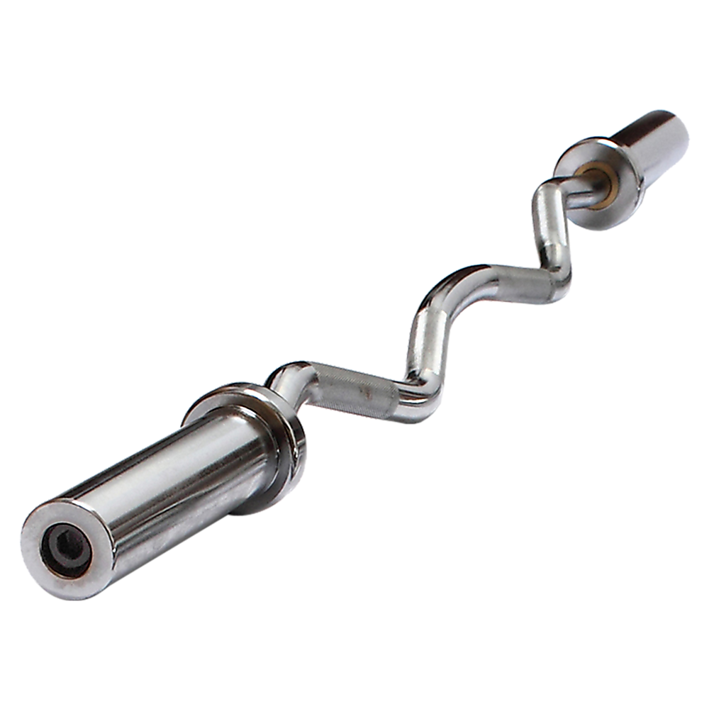 RTM Chrome Olympic EZ Curl Barbell with Spring Collars