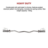 RTM Chrome Olympic EZ Curl Barbell with Spring Collars