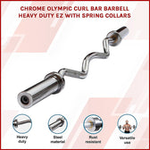 RTM Chrome Olympic EZ Curl Barbell with Spring Collars