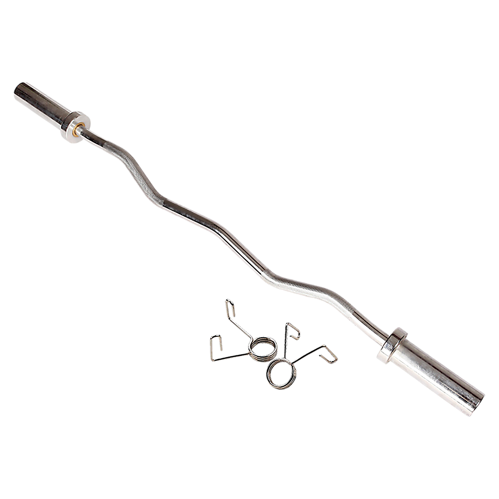 RTM Chrome Olympic EZ Curl Barbell with Spring Collars