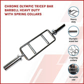 RTM Chrome Olympic Tricep Barbell with Spring Collars