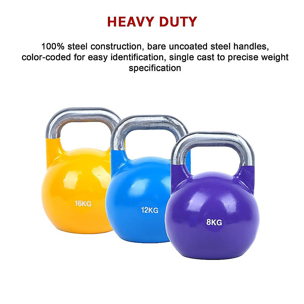 RTM 8KG, 12KG, 16KG Pro-Grade Steel Kettlebell Set