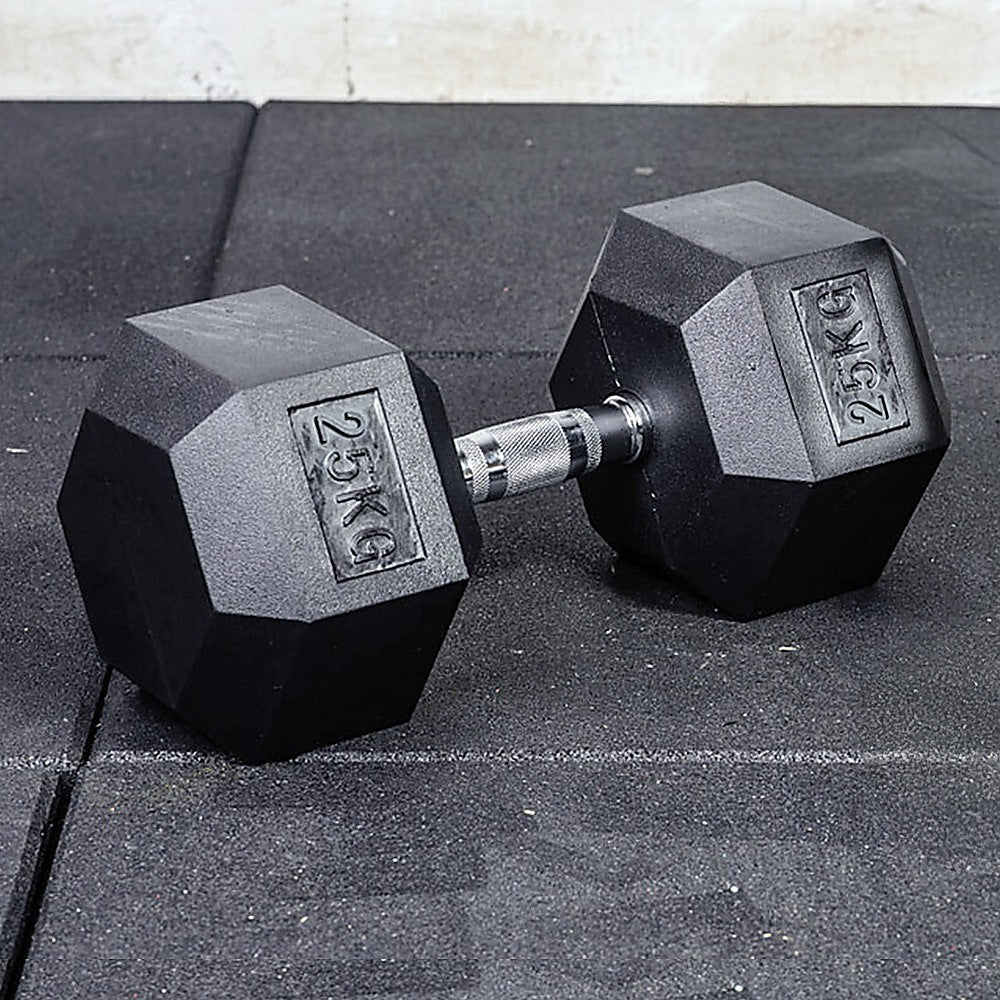 RTM 25kg Commercial Rubber Hex Dumbbell