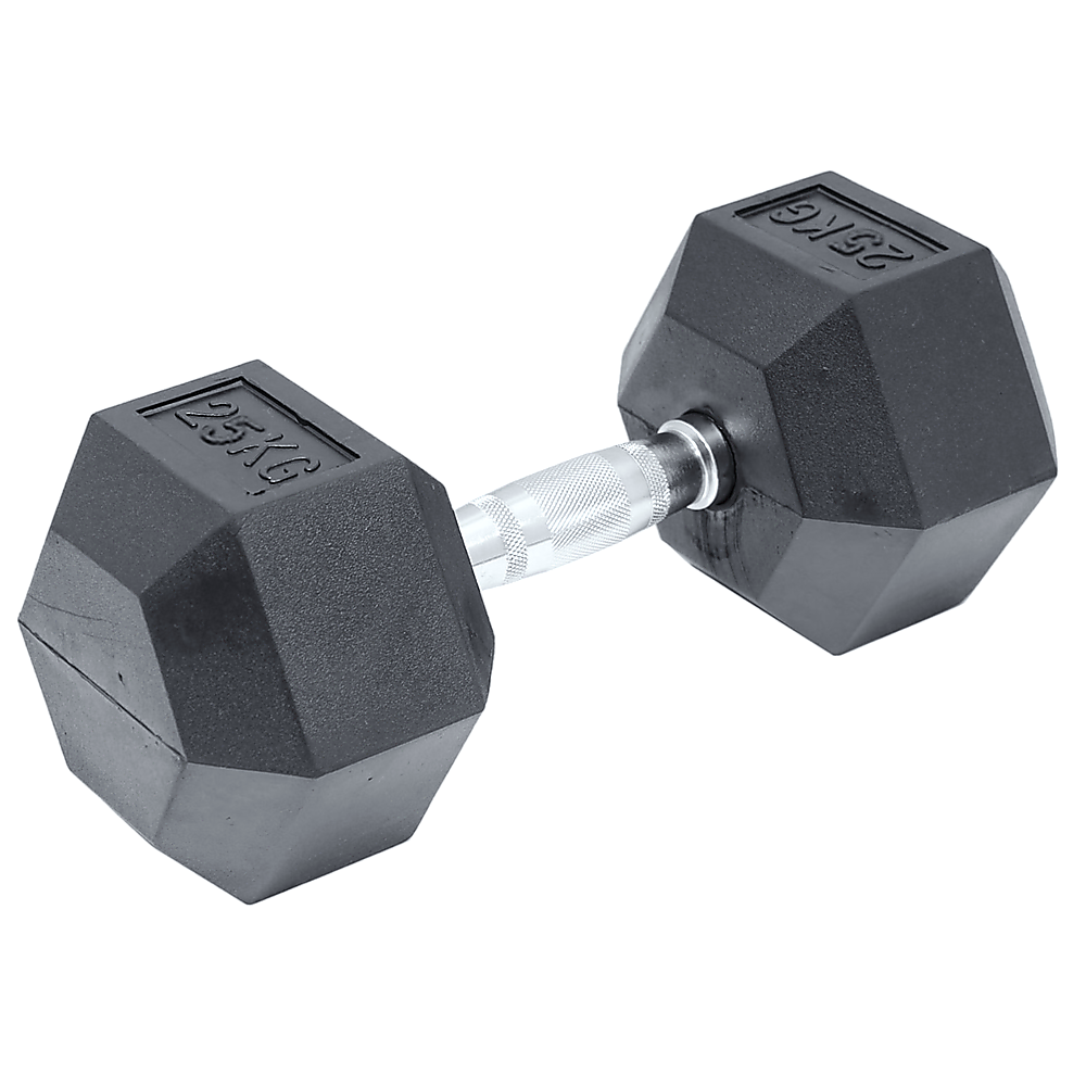 RTM 25kg Commercial Rubber Hex Dumbbell