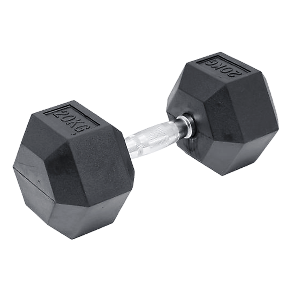 RTM 20kg Commercial Rubber Hex Dumbbell