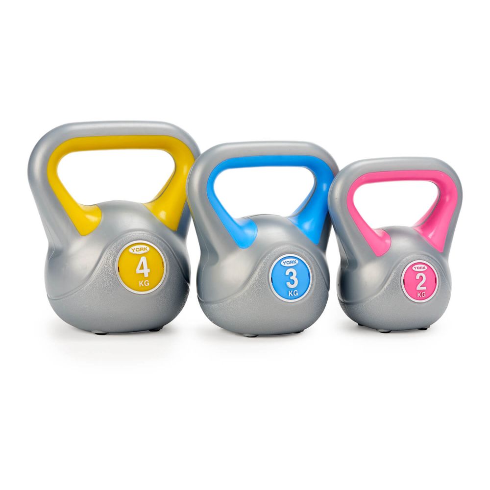 York Fitness Vinyl Kettlebells - Set of 3 (2kg,3kg,4kg)