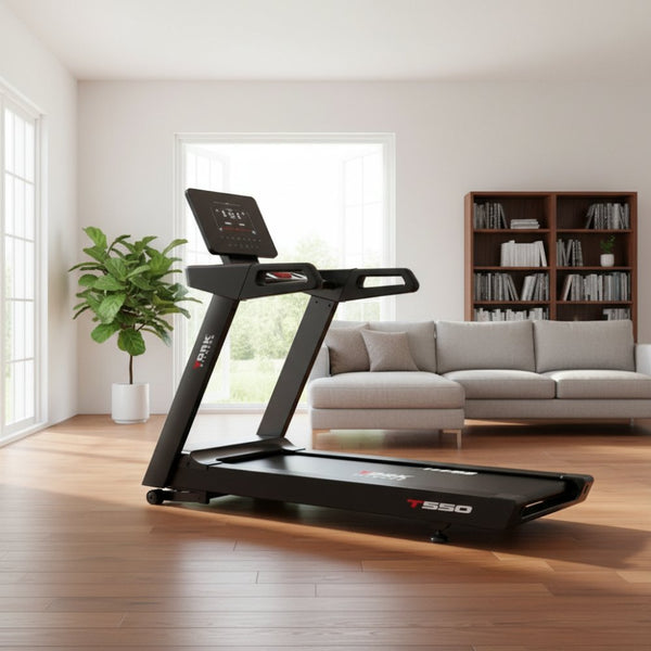 York T550 treadmill with digital console in a bright home gym setting