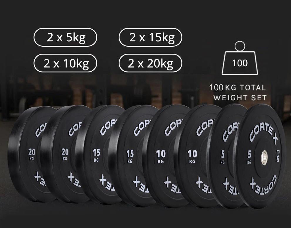 Cortex 100kg Black Series V3 Bumper Plate Set
