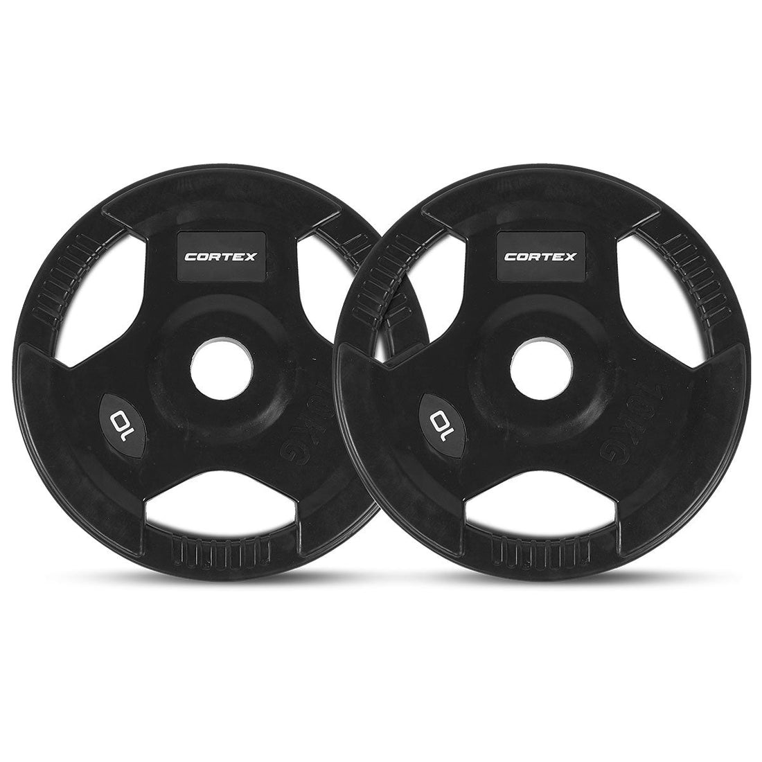 Cortex 10kg Tri-Grip V2 Rubber Olympic Plates (2 Pack)