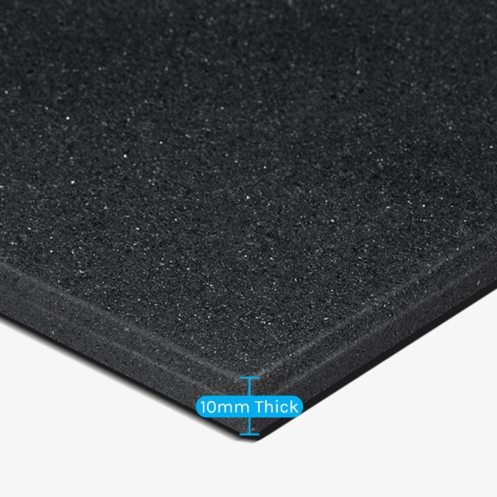 CORTEX 10mm Commercial Bevelled Edge Rubber Gym Tile Mat (1m x 1m) Pack of 16