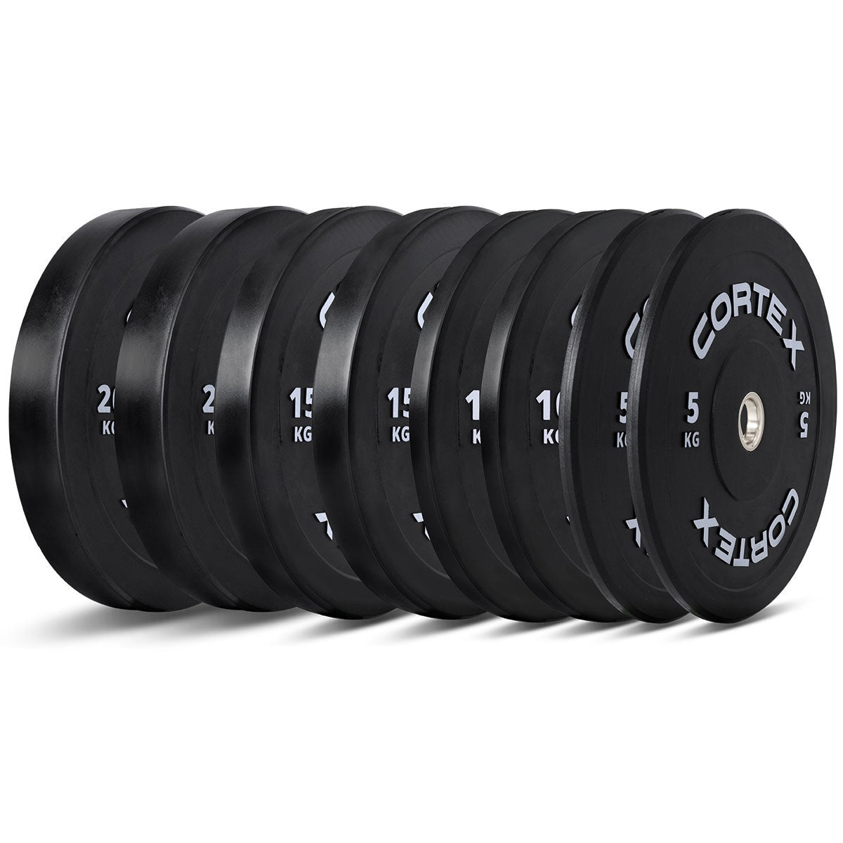Cortex 120kg Black Series V3 Bumper Plate Set Incl. SPARTAN205 Hard Chrome 7ft 20kg Olympic Barbell