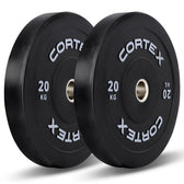 Cortex 120kg Black Series V3 Bumper Plate Set Incl. SPARTAN205 Hard Chrome 7ft 20kg Olympic Barbell