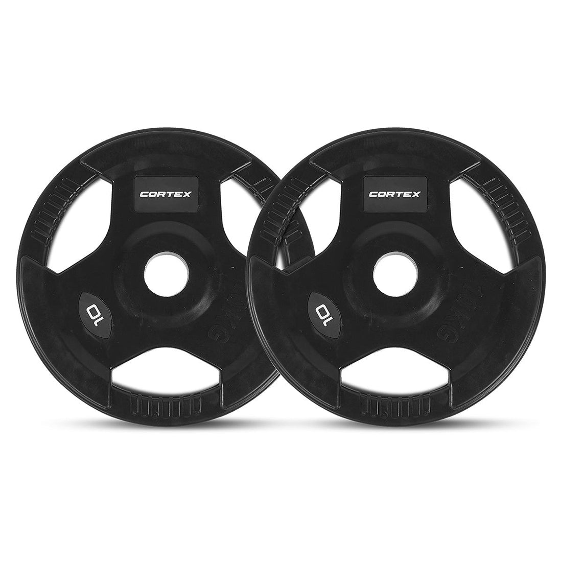 Cortex 145kg Tri-Grip V2 50mm Rubber Olympic Plate Set Incl. SPARTAN100 20kg Olympic Barbell + Olympic Dumbbell Handles + Lockjaw Collars