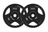 Cortex 145kg Tri-Grip V2 50mm Rubber Olympic Plate Set Incl. SPARTAN100 20kg Olympic Barbell + Olympic Dumbbell Handles + Lockjaw Collars