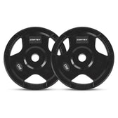 Cortex 145kg Tri-Grip V2 50mm Rubber Olympic Plate Set Incl. SPARTAN100 20kg Olympic Barbell + Olympic Dumbbell Handles + Lockjaw Collars