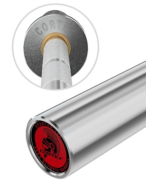 Cortex SPARTAN100 Olympic Barbell emphasizing the quality fit and finish.