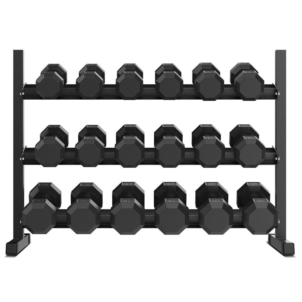 CORTEX 360kg Hex Dumbbell Set 10kg-30kg (9 pairs) with 3-Tier Rack