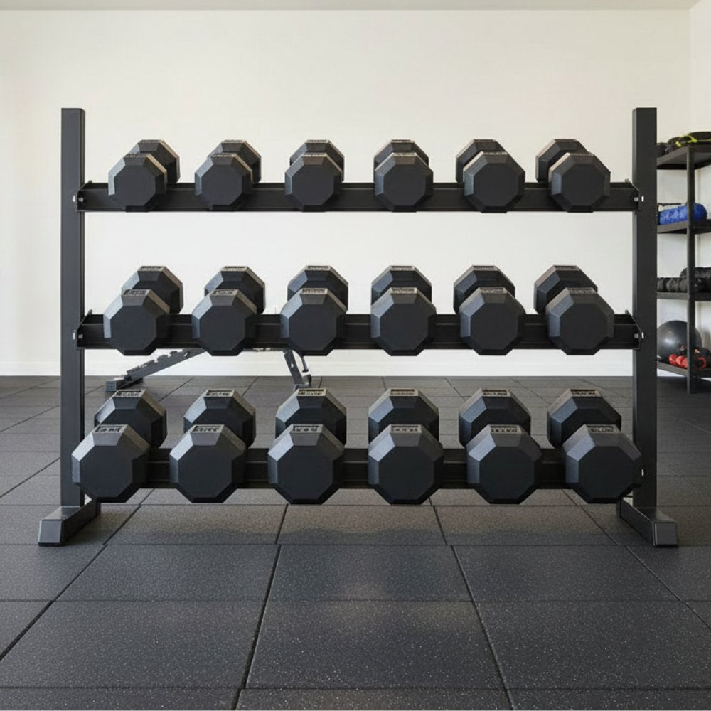 CORTEX 360kg Hex Dumbbell Set 10kg-30kg (9 pairs) with 3-Tier Rack