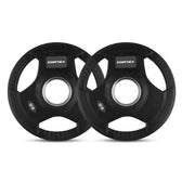 Cortex 45kg Tri-Grip V2 50mm Rubber Olympic Plate Set Incl. Olympic Dumbbell Handles + Spring Collars