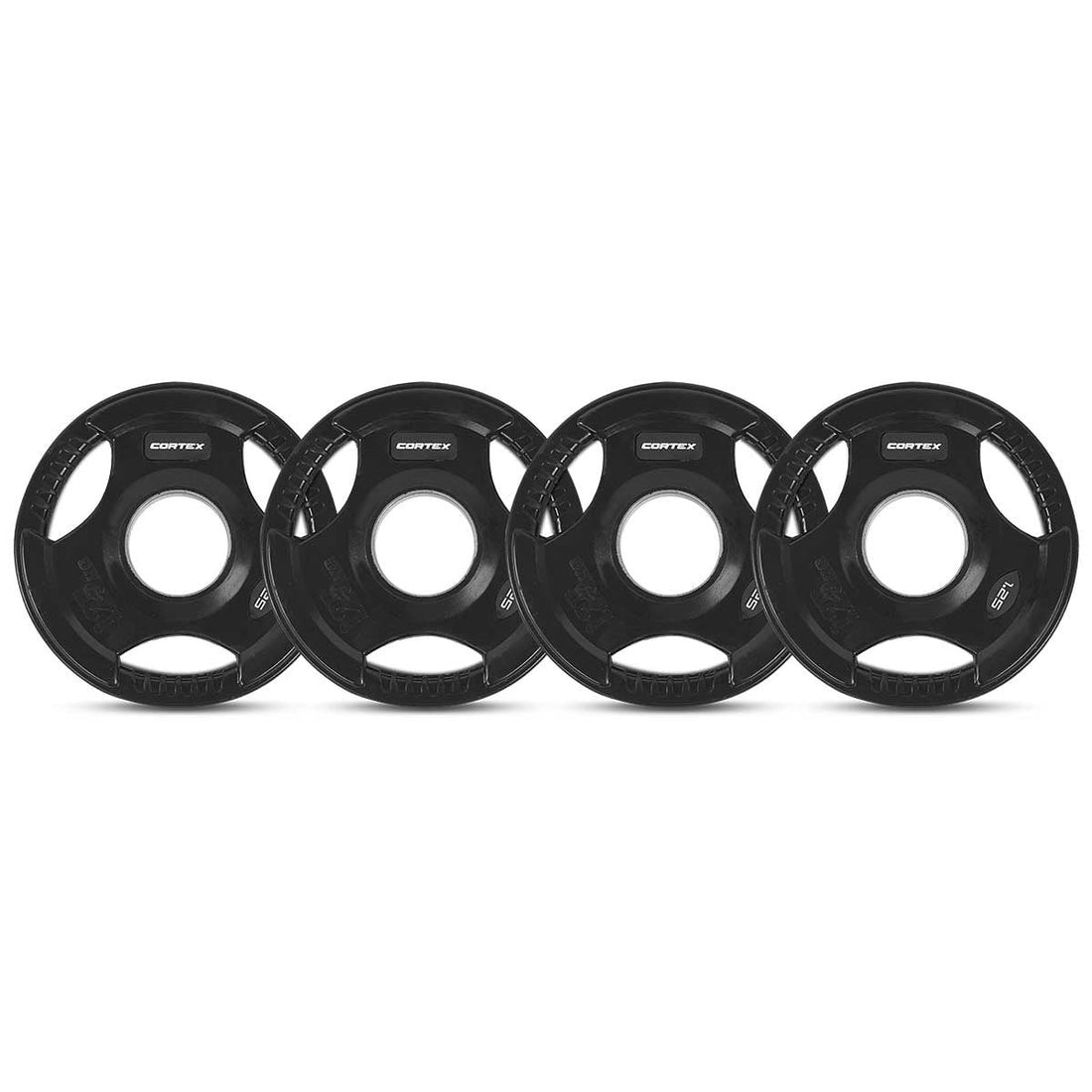 Cortex 45kg Tri-Grip V2 50mm Rubber Olympic Plate Set Incl. Olympic Dumbbell Handles + Spring Collars