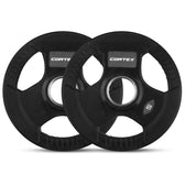 Cortex 45kg Tri-Grip V2 50mm Rubber Olympic Plate Set Incl. Olympic Ez Curl Bar + Spring Collars