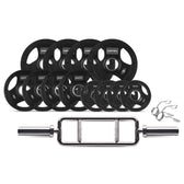 Cortex 45kg Tri-Grip V2 50mm Rubber Olympic Plate Set Incl. Olympic Tri Bar + Spring Collars