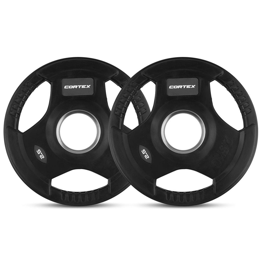 Cortex 45kg Tri-Grip V2 50mm Rubber Olympic Plate Set Incl. Olympic Tri Bar + Spring Collars