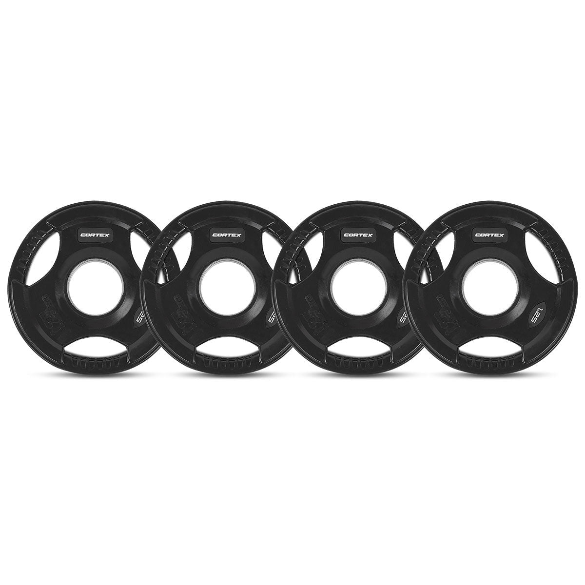 Cortex 45kg Tri-Grip V2 50mm Rubber Olympic Plate Set Incl. Olympic Tri Bar + Spring Collars