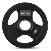 Cortex 5kg Tri-Grip V2 Rubber Olympic Plates (2 Pack)