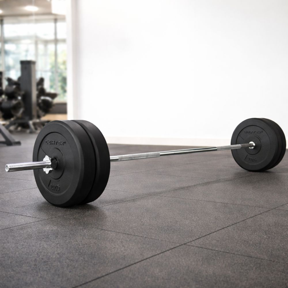 CORTEX 90kg EnduraCast Barbell Weight Set with Weight Tree