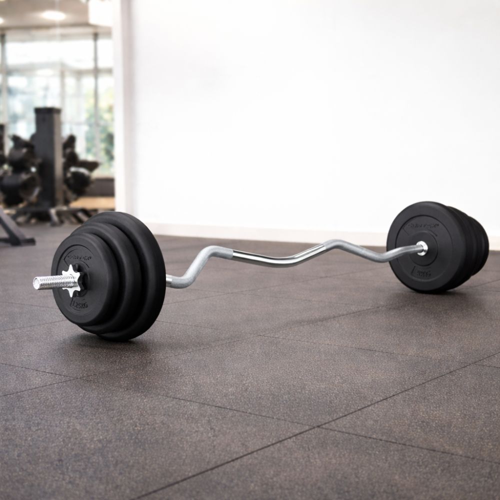 CORTEX 90kg EnduraCast Barbell Weight Set with Weight Tree