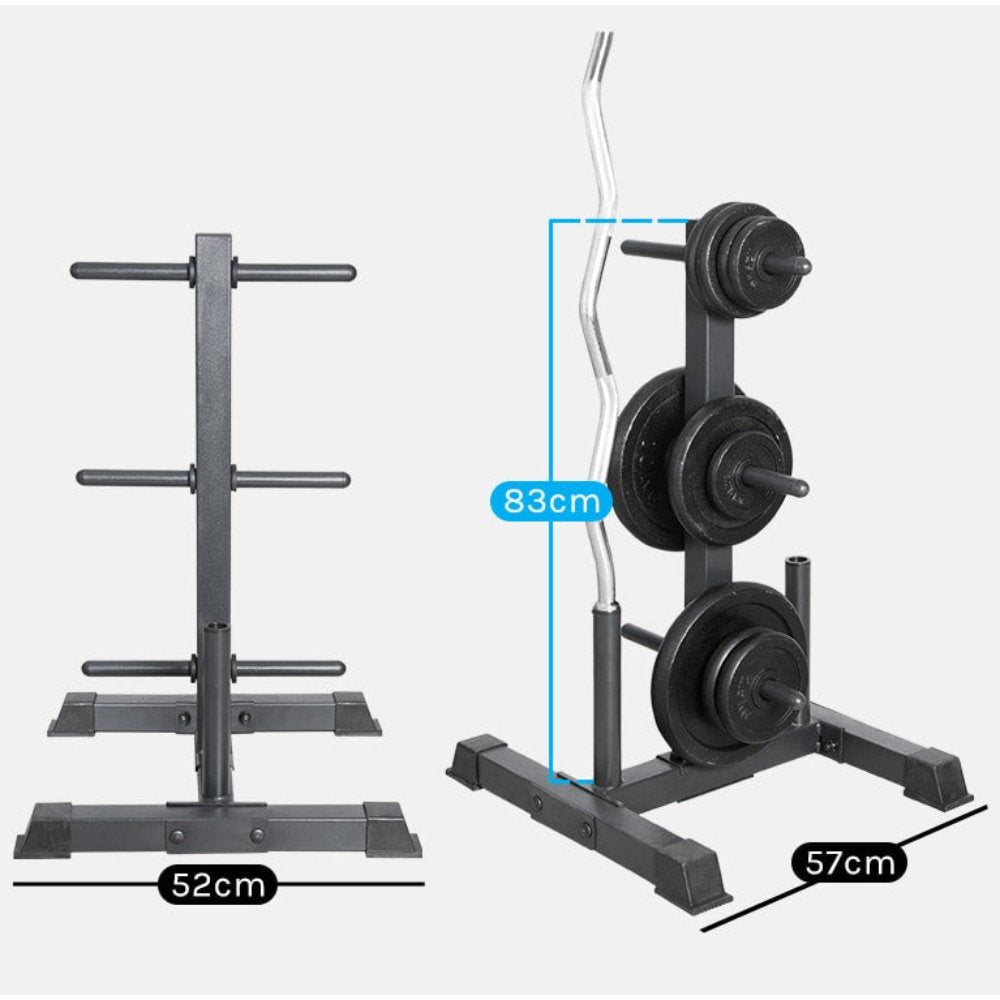 CORTEX 90kg Tri-Grip Standard Barbell Weight Set with Weight Tree 25mm