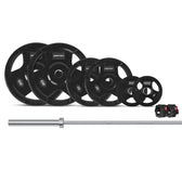 Cortex 90kg Tri-Grip V2 50mm Rubber Olympic Plate Set Incl. SPARTAN100 20kg Olympic Barbell + Lockjaw Collars