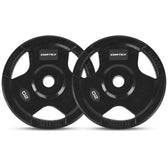 Cortex 90kg Tri-Grip V2 50mm Rubber Olympic Plate Set Incl. SPARTAN100 20kg Olympic Barbell + Lockjaw Collars