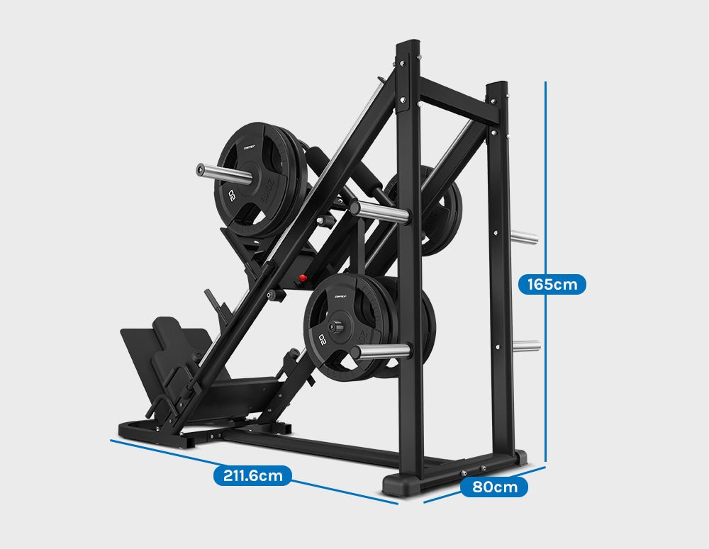 Modern incline leg press machine with adjustable weights for effective lower body workouts