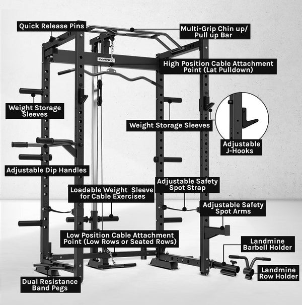 CORTEX PR-4 Foldable Squat & Power Rack Package (Set B) + BN9 FID Benc ...