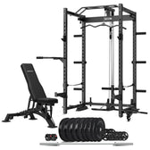 CORTEX PR-4 Foldable Squat & Power Rack Package (Set C) with BN-9 FID Bench + 130kg Olympic Bumper Plate & Barbell Set