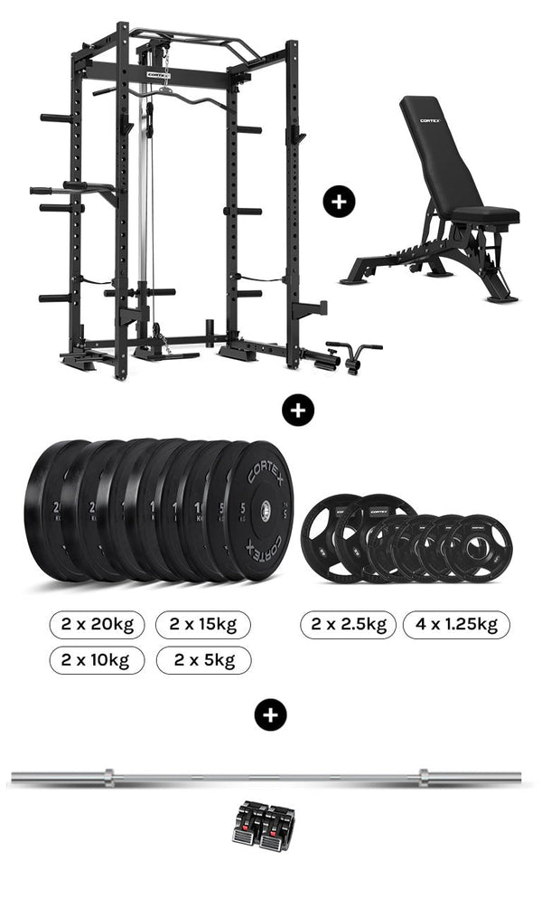 CORTEX PR-4 Foldable Squat & Power Rack Package (Set C) with BN-9 FID ...