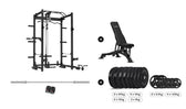 CORTEX PR-4 Foldable Squat & Power Rack Package (Set C) with BN-9 FID Bench + 130kg Olympic Bumper Plate & Barbell Set