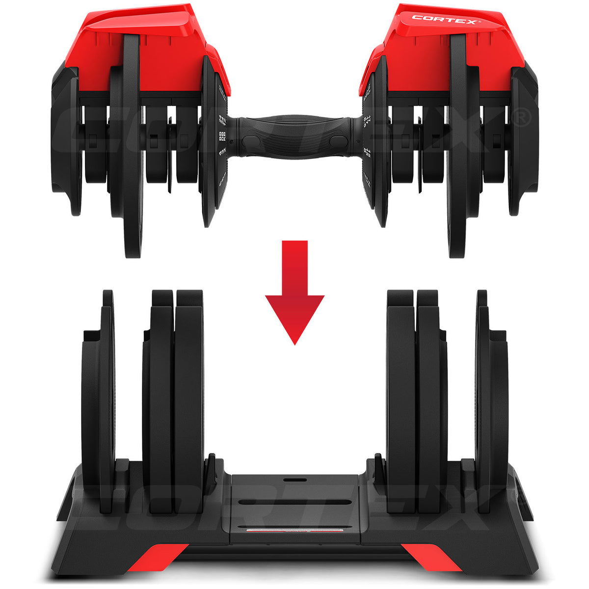 CORTEX Revolock V2 24kg Adjustable Steel All-in-One (Single) Dumbbell + Barbell + Kettlebell