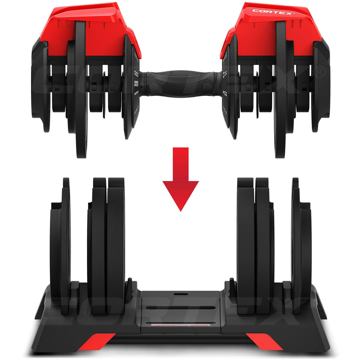 CORTEX Revolock V2 24kg Adjustable Steel All-in-One (Single) Dumbbell + Barbell + Kettlebell